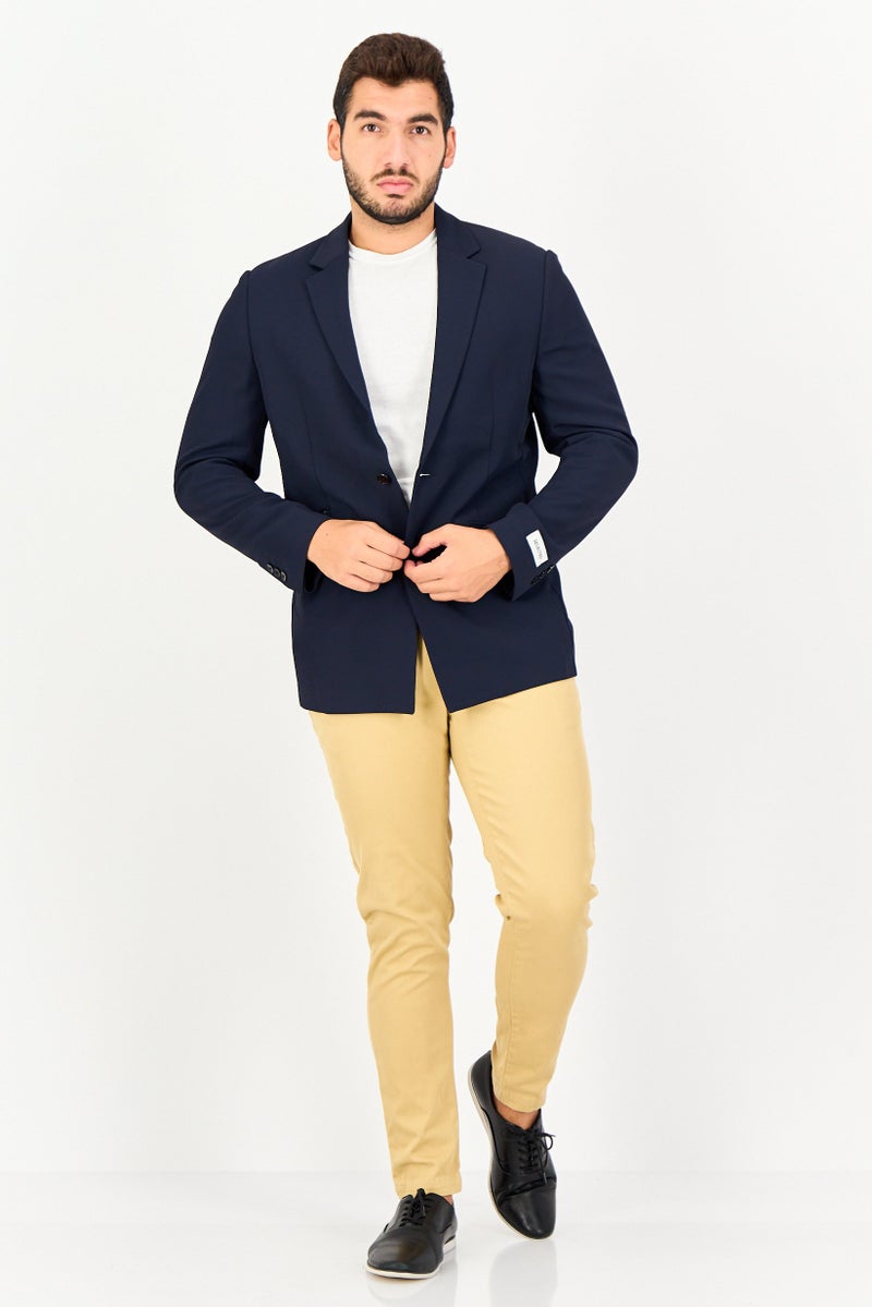 SELECTED Men Regular Fit Plan Long Sleeve Casual Blazer, Navy - Image 2